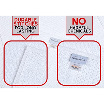 HOMERICAN Washable Bath Mat Set - Soft Turkish Cotton Mats