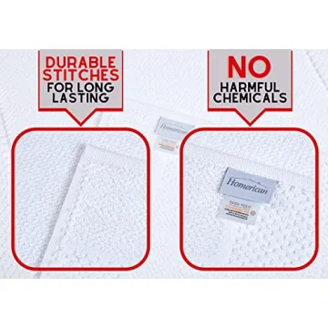 HOMERICAN Washable Bath Mat Set - Soft Turkish Cotton Mats