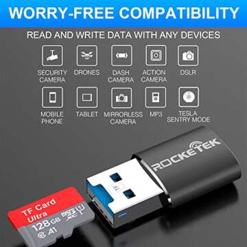 Rocketek Aluminum USB 3.0 Portable Memory Card Reader Adapter for Micro SD Card/TF Card Reader Adapter