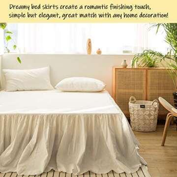 BISELINA French Linen Bed Skirt 22-Inch Ruffle White