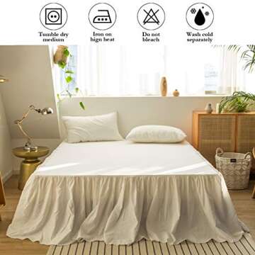 BISELINA French Linen Bed Skirt 22-Inch Ruffle White