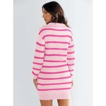 ANRABESS Women’s Oversized Half Zip Knitted Dress