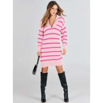 ANRABESS Women’s Oversized Half Zip Knitted Dress