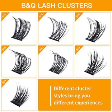 Lash Clusters B05 D Curl 8-16mm DIY Eyelash Extensions 72 Clusters Lashes B&Q LASH Fluffy Individual Lashes Cluster DIY at Home (B05,8-16MIX)