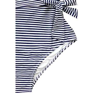 CUPSHE Women's Navy and White Striped Swimsuit - Stylish & Comfy