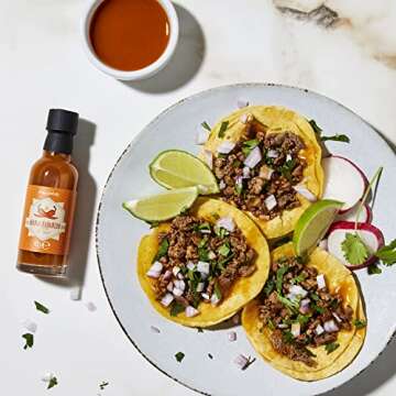 Thoughtfully Gourmet, Inferno Hot Sauce Gift Set, Flavors Include Jalapeño Lime, Garlic, Mango Habanero and Mexican Style, Hot Sauce Variety Pack, Set of 4