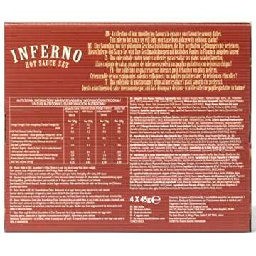 Thoughtfully Gourmet, Inferno Hot Sauce Gift Set, Flavors Include Jalapeño Lime, Garlic, Mango Habanero and Mexican Style, Hot Sauce Variety Pack, Set of 4