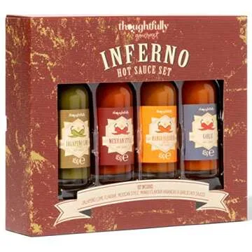 Thoughtfully Gourmet Inferno Hot Sauce Gift Set - 4 Unique Flavors