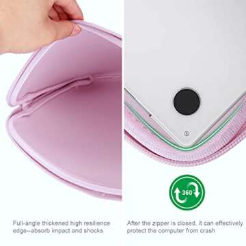 Arvok 13 13.3 14 Inch Laptop Sleeve Case for MacBook Pro/MacBook Air 13-14 inch, Water-Resistant Notebook Chromebook Computer Pouch, Carrying Bag Cover for HP/Dell/Lenovo/Asus/Acer, Pink