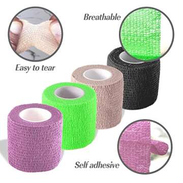 Self Adhesive Bandage Wrap, Self Adhering Bandage Wrap, Vet Wrap for Dogs, Self Adherent Cohesive Wrap Bandages for Sports, Athletic, First Aid, Wrist, Ankle, Tape, 4 Pack, 2 inch