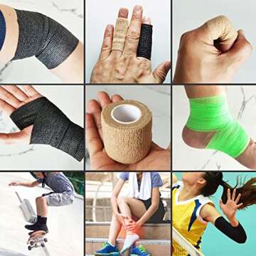 Self Adhesive Bandage Wrap, Self Adhering Bandage Wrap, Vet Wrap for Dogs, Self Adherent Cohesive Wrap Bandages for Sports, Athletic, First Aid, Wrist, Ankle, Tape, 4 Pack, 2 inch