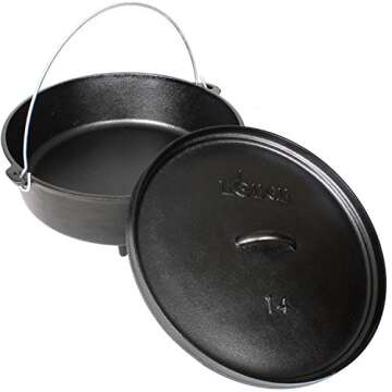 Lodge 6 Quart Pre-Seasoned Cast Iron Camp Dutch Oven with Lid - Dual Handles - Use in the Oven, on the Stove, on the Grill or over the Campfire - Black