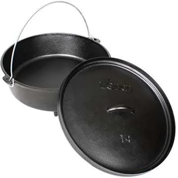 Lodge 6 Quart Pre-Seasoned Cast Iron Camp Dutch Oven with Lid - Dual Handles - Use in the Oven, on the Stove, on the Grill or over the Campfire - Black