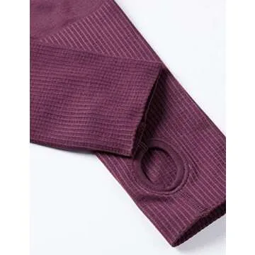 CRZ YOGA Women's Seamless Athletic Long Sleeves Sports Running Shirt Breathable Gym Workout Top Dark Red-Slim Fit Medium