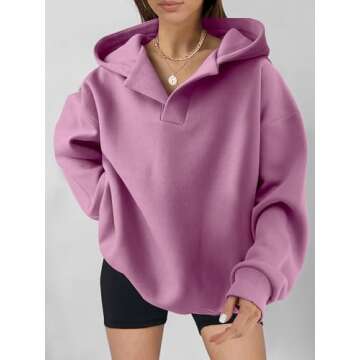 ANRABESS Womens Oversized Hoodies V Neck Sweatshirts Long Sleeve Pullover Casual Fall Teen Girls Pre...