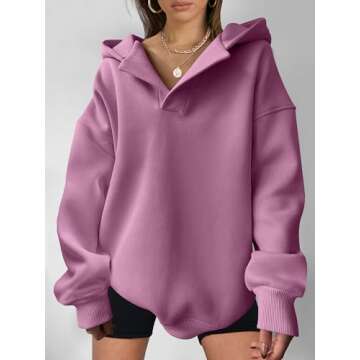 ANRABESS Women's Oversized V-Neck Sweatshirt for Stylish Comfort