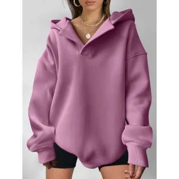 ANRABESS Women's Oversized V-Neck Sweatshirt for Stylish Comfort