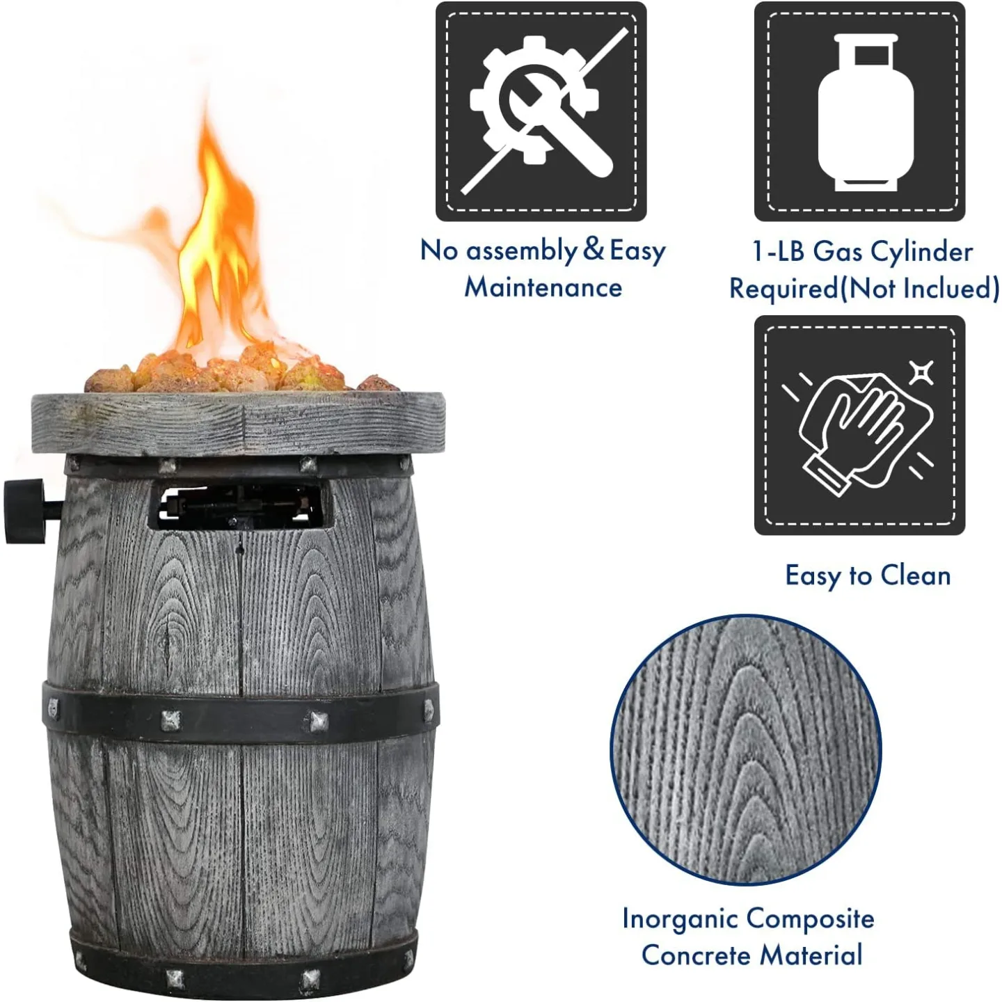 Compact 10" Concrete Fire Pit for Camping & Patio