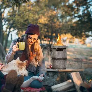 Compact 10" Concrete Fire Pit for Camping & Patio