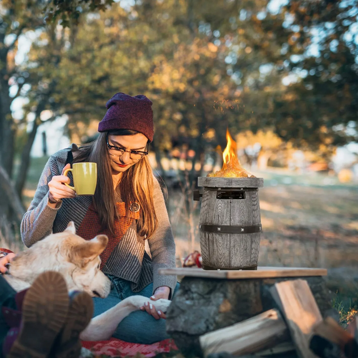 Compact 10" Concrete Fire Pit for Camping & Patio