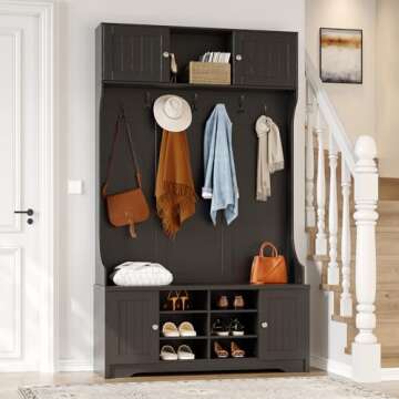 ONBRILL 78.7" Hall Tree Entry Bench with Shoe Storage