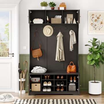 ONBRILL 78.7" Hall Tree Entry Bench with Shoe Storage