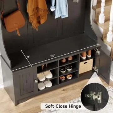 ONBRILL 78.7" Hall Tree Entry Bench with Shoe Storage