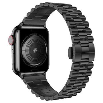 baozai Compatible with Apple Watch 49mm 45mm 44mm 42mm, Solid Stainless Steel iWatch Band Replacemen...