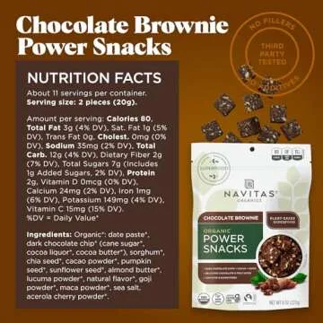 Navitas Organics Superfood Power Snacks, Chocolate Cacao, 8oz. Bag — Organic, Non-Gmo, Gluten-Free