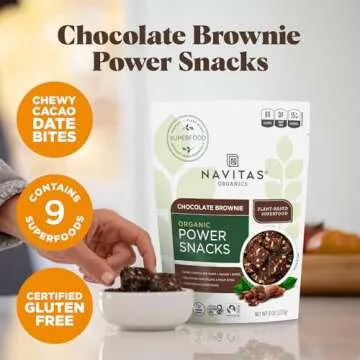 Navitas Organics Superfood Power Snacks, Chocolate Cacao, 8oz. Bag — Organic, Non-Gmo, Gluten-Free