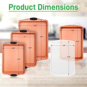 NutriChef 5-Piece Baking Pans Set - Stackable Cookie Sheets & Roasting Pan w/ Lid - Convenient Sizes...