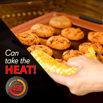 NutriChef 5-Piece Baking Pans Set - Stackable Cookie Sheets & Roasting Pan w/ Lid - Convenient Sizes for Cooking & Baking, Includes Built-in Silicone Handles - Easy to Clean, Copper