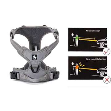 JUXZH Soft Front Dog Harness .Best Reflective No Pull Harness with Handle and 2 Leash Attachments