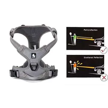 JUXZH Soft Front Dog Harness .Best Reflective No Pull Harness with Handle and 2 Leash Attachments