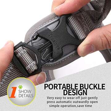 JUXZH Soft Front Dog Harness .Best Reflective No Pull Harness with Handle and 2 Leash Attachments