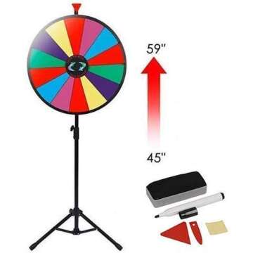 Smartxchoices 24" Spinning Prize Wheel with Adjustable Stand and 14 Customizable Slots