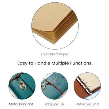 BEYONG Leather Journal for Women Men, Refillable Travelers Notebook, Journals for Writing, Art Sketchbook, Travel Diary, Best Gifts for Teens Girls and Boys (Blue, 5"x7.2")