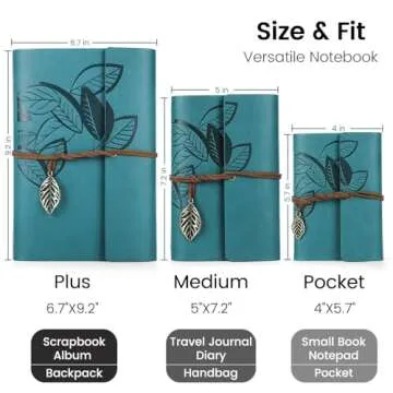 BEYONG Leather Journal for Women Men, Refillable Travelers Notebook, Journals for Writing, Art Sketchbook, Travel Diary, Best Gifts for Teens Girls and Boys (Blue, 5"x7.2")