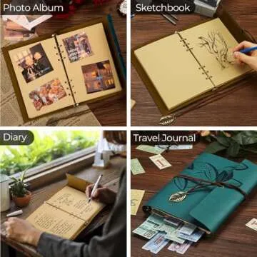 BEYONG Leather Journal for Women Men, Refillable Travelers Notebook, Journals for Writing, Art Sketchbook, Travel Diary, Best Gifts for Teens Girls and Boys (Blue, 5"x7.2")