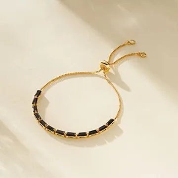 KissYan Adjustable Tennis Bracelet with Cubic Zirconia Stone