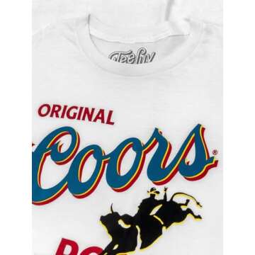 Tee Luv Men's Coors Original Rodeo Beer Shirt, White, XL