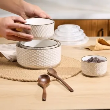 Elegant KooK Ceramic Nesting Bowls , Set of 4 for Kitchen