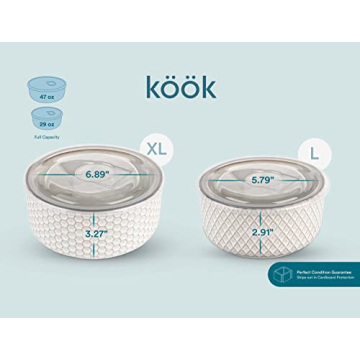 Elegant KooK Ceramic Nesting Bowls , Set of 4 for Kitchen