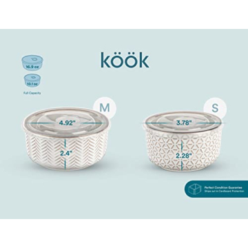 Elegant KooK Ceramic Nesting Bowls , Set of 4 for Kitchen