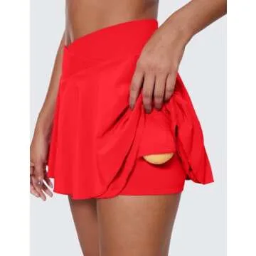 CRZ YOGA Women's High Waisted Tennis Skirt in Deep Red
