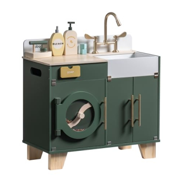 ROBUD Kids Play Kitchen - Wooden Multi-Function Washing Machine for Kids Playset - Pretend Toddlers'...