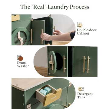 ROBUD Kids Play Kitchen Washing Machine Playset