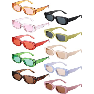 Frienda Retro Rectangle Sunglasses - 10 Pairs for Women