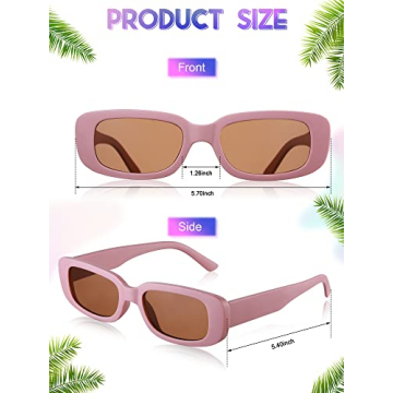 Frienda Retro Rectangle Sunglasses - 10 Pairs for Women