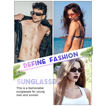 Frienda Retro Rectangle Sunglasses - 10 Pairs for Women